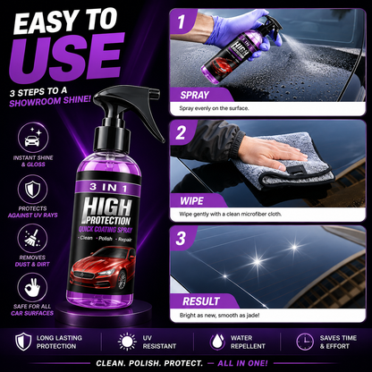 🚗✨ 3-in-1 High Protection Coating Spray - Car Wax Polish Spray (Pack of 1)