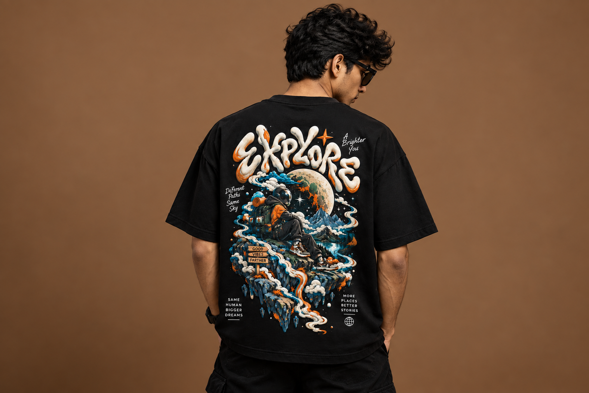 Cosmic Wanderer – Oversized Graphic T-Shirt