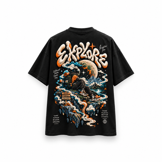 Cosmic Wanderer – Oversized Graphic T-Shirt